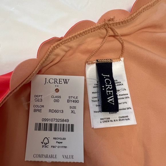 J CREW Scalloped one-shoulder one-piece swimsuit size XL. - Picture 3 of 15